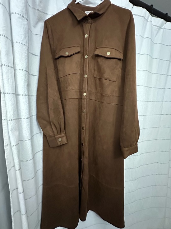 Spense Brown Suede-Look Button Jacket - Picture 12 of 15